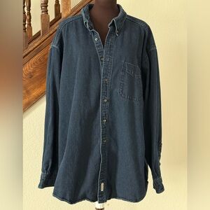 Woolrich Rugged Outdoorwear Denim Button Down Shirt Men’s 2XL Made USA